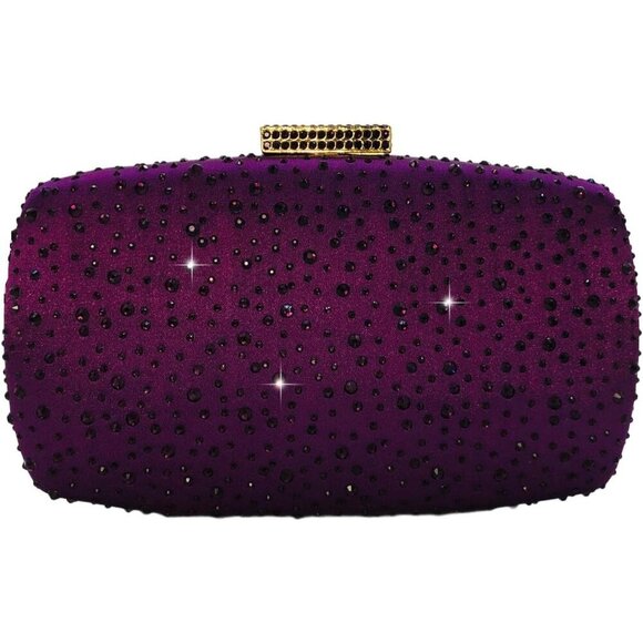 🆕 Women Purple Crystal Clutch Purse Evening Wedding Party Bridal Rhinestone Bag - Picture 1 of 9